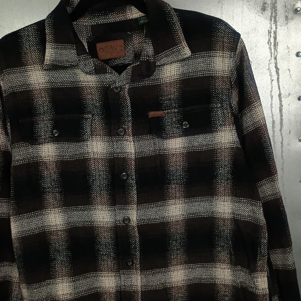 Orvis Fishing Shadow Plaid Cotton Flannel Shirt Button Up Small Outdoor Vintage